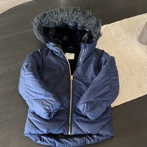 Old Navy Dark Blue Jacket with Faux Fur Hood